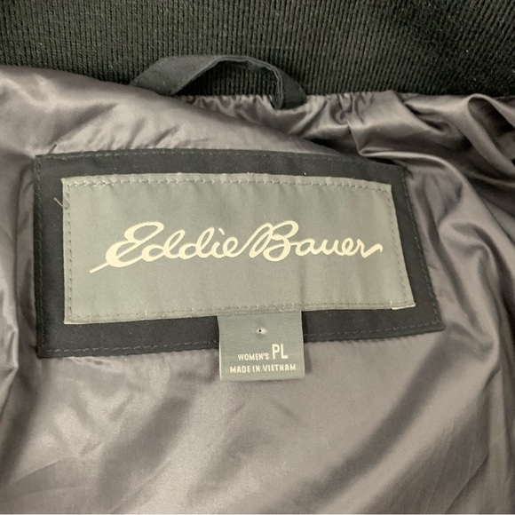 Eddie Bauer Puffer Long Jacket Coat Sz Petite Large Black Down Feathers Outdoors - Picture 8 of 16